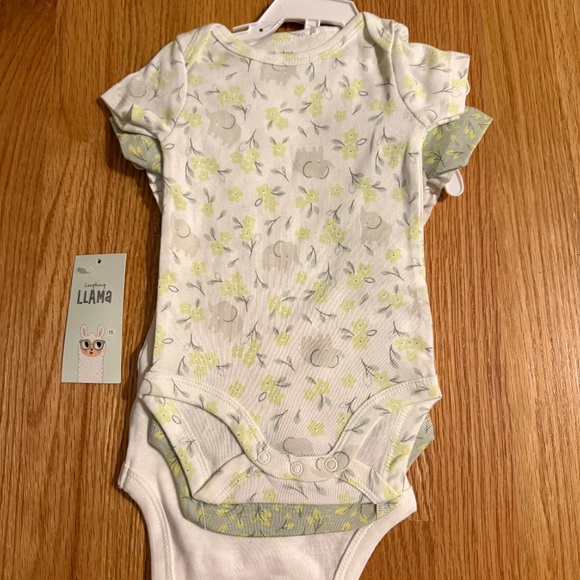 Laughing Llama Baby Girl Set Of 3 Coordinating Onesies - Picture 4 of 10